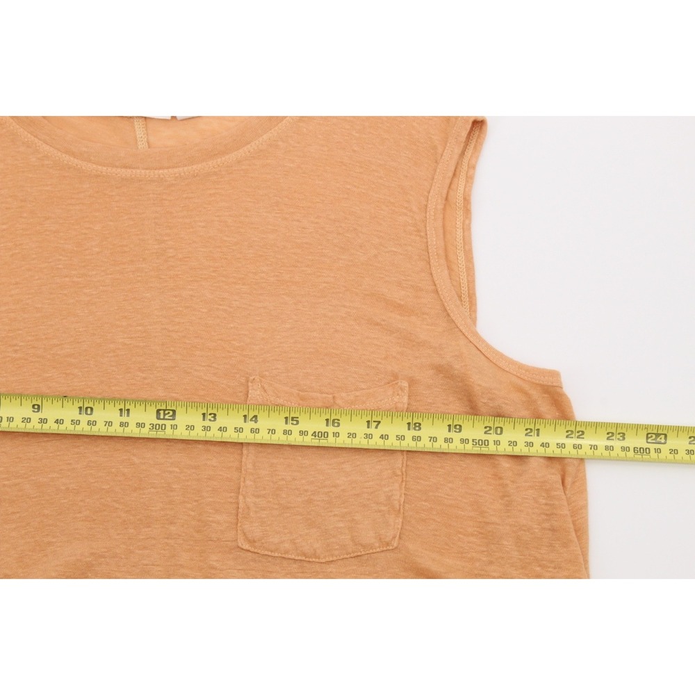 WILT Sleeveless Top size Small Linen Peach Orange Knit Swing Pocket - Picture 6 of 10